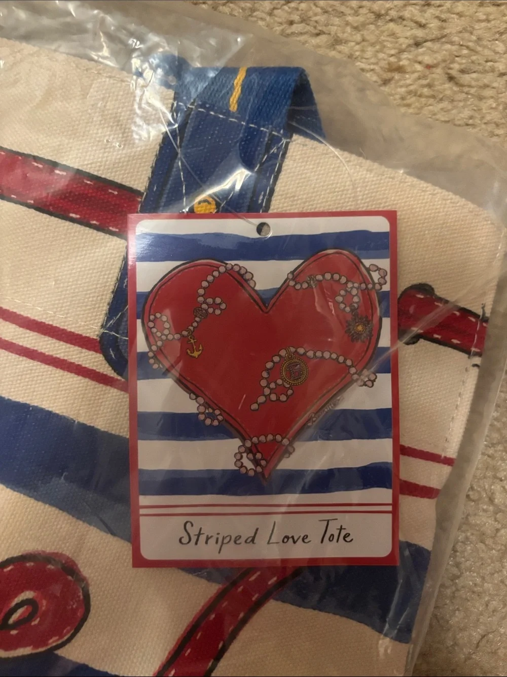 Brighton Striped 'Love' Tote - Blue, White, Red